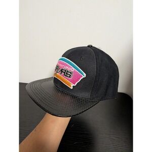 Vintage San Antonio Spurs Cap Leather Brim Pro Standard Black Basketball NBA